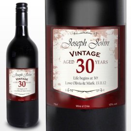 (image for) Personalised Red Wine Vintage Age Label