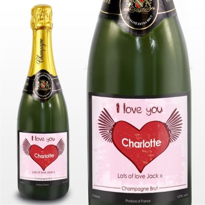 (image for) Personalised Big Heart Champagne Label
