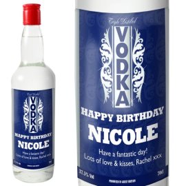 (image for) Personalised Blue & Silver Stripe Vodka with Gift Box