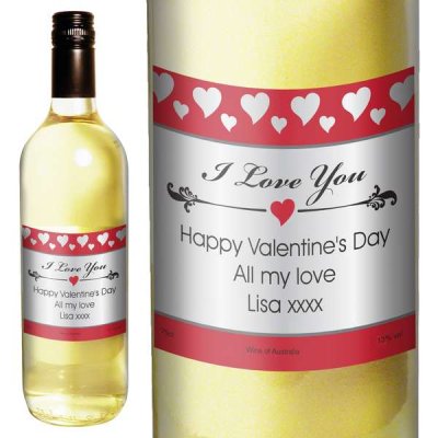 Personalised Hearts I Love You White Wine (image for) Personalised Hearts I Love You White Wine