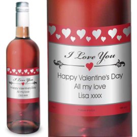 (image for) Personalised Hearts I Love You Rose Wine