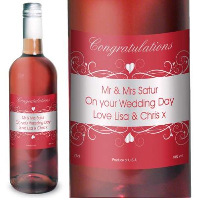 (image for) Personalised Heart Swirl Rose Wine
