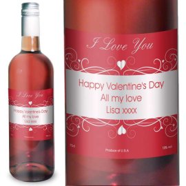 (image for) Personalised Heart Swirl Rose Wine