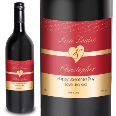 Personalised Couples Heart Red Wine- Red Design (image for) Personalised Couples Heart Red Wine- Red Design