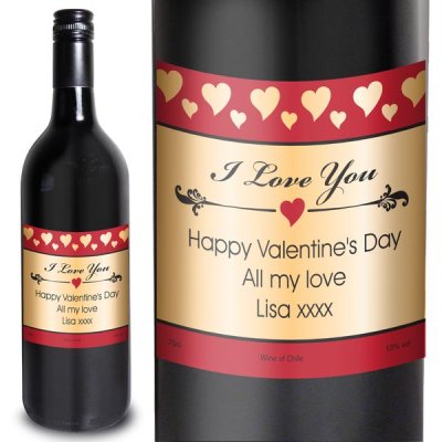 Personalised Hearts I Love You Red Wine (image for) Personalised Hearts I Love You Red Wine