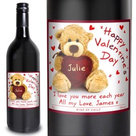 (image for) Personalised Teddy Heart Red Wine