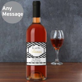 (image for) Personalised Art Deco Striped Rose Wine