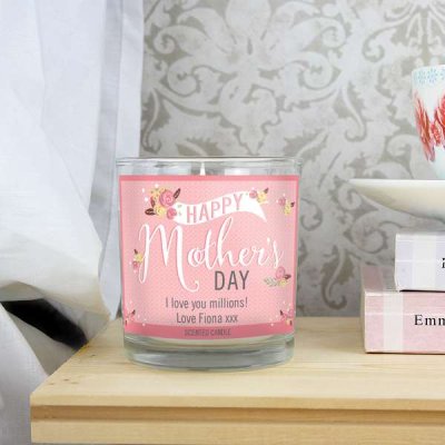 (image for) Personalised Floral Bouquet Mother's Day Scented Jar Candle