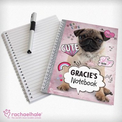 (image for) Personalised Rachael Hale Doodle Pug A5 Notebook