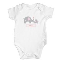 (image for) Personalised Pink Elephant 0-3 Months Baby Vest