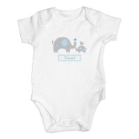 (image for) Personalised Blue Elephant 0-3 Months Baby Vest