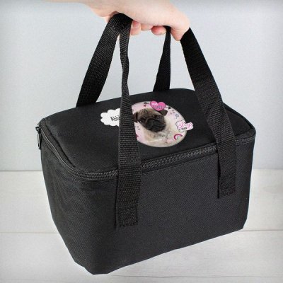 (image for) Personalised Rachael Hale Doodle Pug Black Lunch Bag