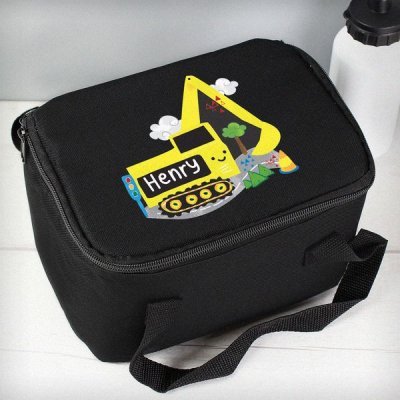 (image for) Personalised Digger Black Lunch Bag