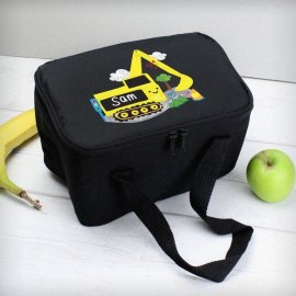 (image for) Personalised Digger Black Lunch Bag