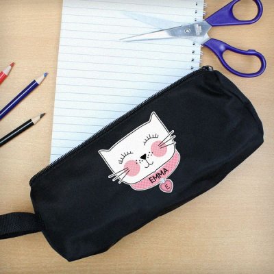 (image for) Personalised Cute Cat Black Pencil Case