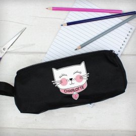 (image for) Personalised Cute Cat Black Pencil Case