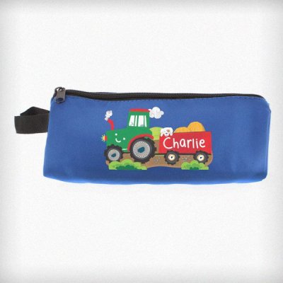 (image for) Personalised Tractor Blue Pencil Case