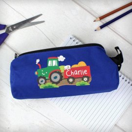 (image for) Personalised Tractor Blue Pencil Case