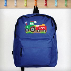 (image for) Personalised Tractor Blue Backpack
