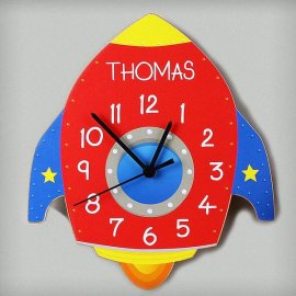 (image for) Personalised Rocket Shape Wooden Clock