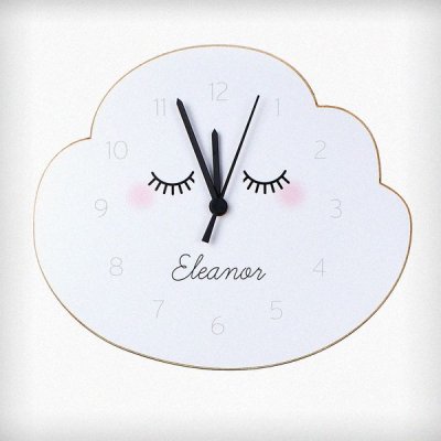 (image for) Personalised Eyelash Cloud Shape Wooden Clock