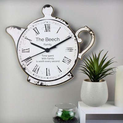 (image for) Personalised Teapot Shape Wooden Clock