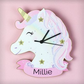 (image for) Personalised Unicorn Shape Wooden Clock