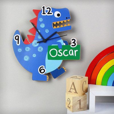 (image for) Personalised Dinosaur Shape Wooden Clock