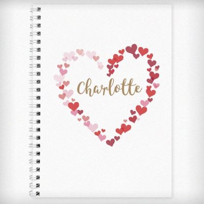 (image for) Personalised Confetti Hearts Hardback A5 Notebook