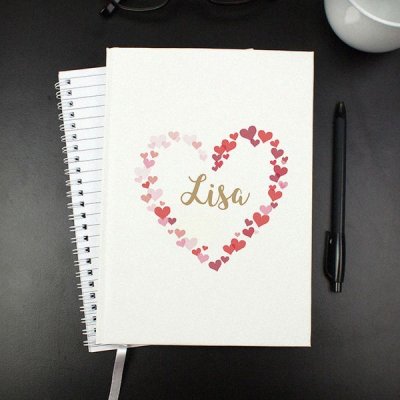 (image for) Personalised Confetti Hearts Hardback A5 Notebook