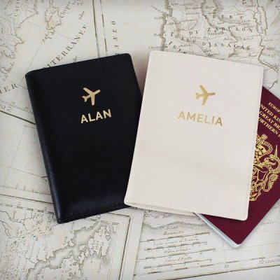 (image for) Personalised Gold Name Passport Holders Set