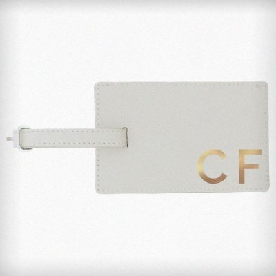 (image for) Personalised Gold Initials Cream Luggage Tag