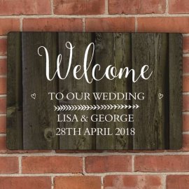 (image for) Personalised Walnut Wood Grain Metal Sign
