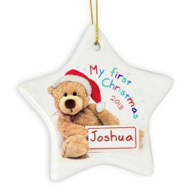 (image for) Personalised My First Christmas Teddy Ceramic Star Decoration