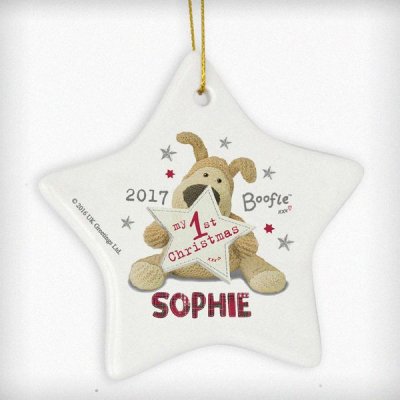 (image for) Personalised My 1st Christmas Boofle Ceramic Star Decoration