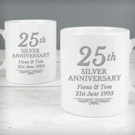 (image for) Personalised 25th Silver Anniversary Mug Set