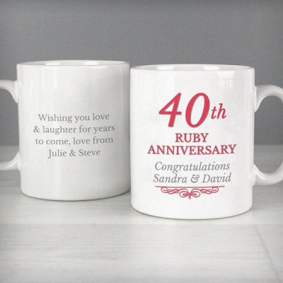 (image for) Personalised 40th Ruby Anniversary Mug Set