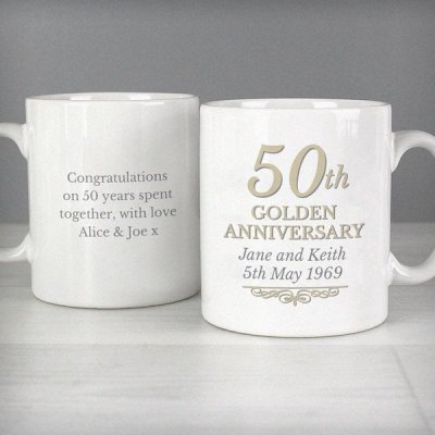 (image for) Personalised 50th Golden Anniversary Mug Set