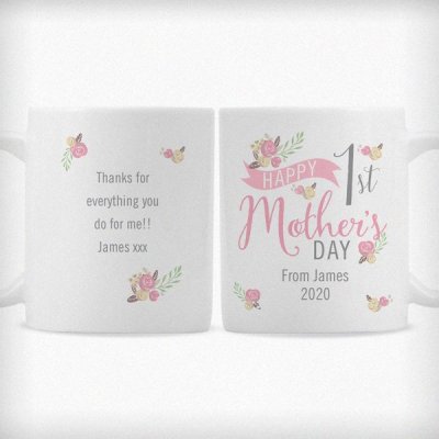 (image for) Personalised Floral Bouquet 1st Mothers Day Slim Mug