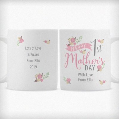 (image for) Personalised Floral Bouquet 1st Mothers Day Slim Mug