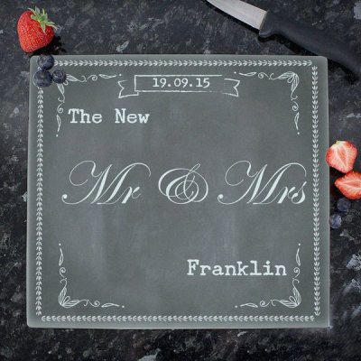 (image for) Personalised Family Chalk Glass Chopping Board