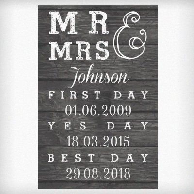 (image for) Personalised Mr & Mrs, First Day, Yes Day & Best Day Metal Sign