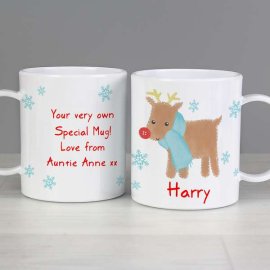 (image for) Personalised Felt Stitch Reindeer Plastic Mug