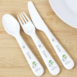(image for) Personalised The Snowman and the Snowdog 3 Piece Plastic Cutlery