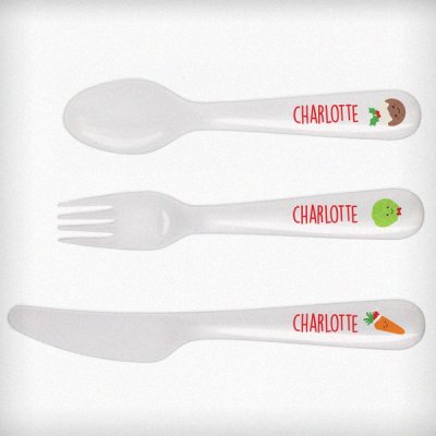 (image for) Personalised 'First Christmas Dinner' 3 Piece Plastic Cutlery Set