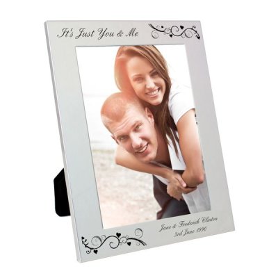 (image for) Personalised Silver 5x7 Black Swirl Photo Frame