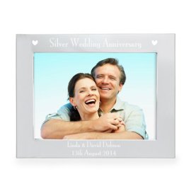 (image for) Personalised Silver 5x7 Silver Anniversary Landscape Photo Frame