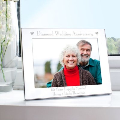 (image for) Personalised Silver 5x7 Diamond Anniversary Landscape Photo Fram