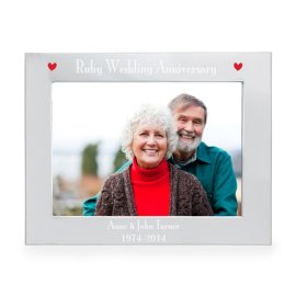 (image for) Personalised Silver 5x7 Ruby Anniversary Landscape Photo Frame