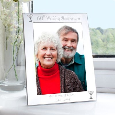 (image for) Personalised Silver 5x7 60th Wedding Anniversary Photo Frame